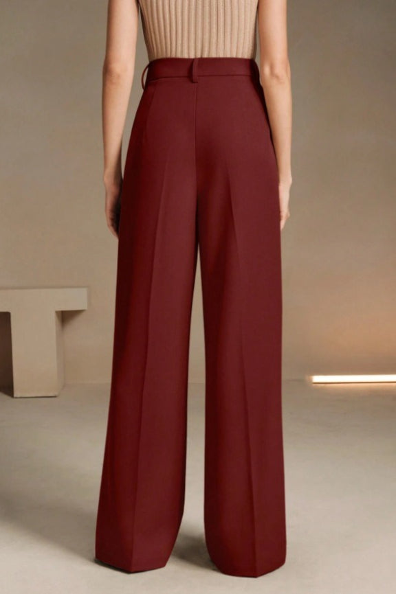 High Waist Fluid Long Straight Pants