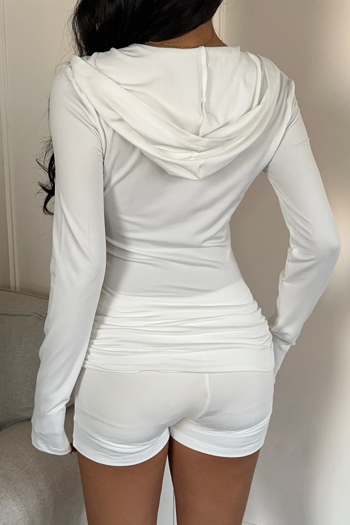 Long Sleeve Zip Up Athletic Jacket Shorts Set