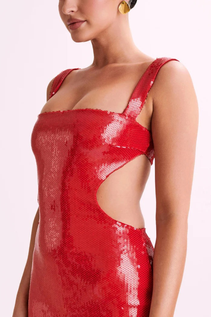 Backless Slim Spaghetti Strap Sequin Dress