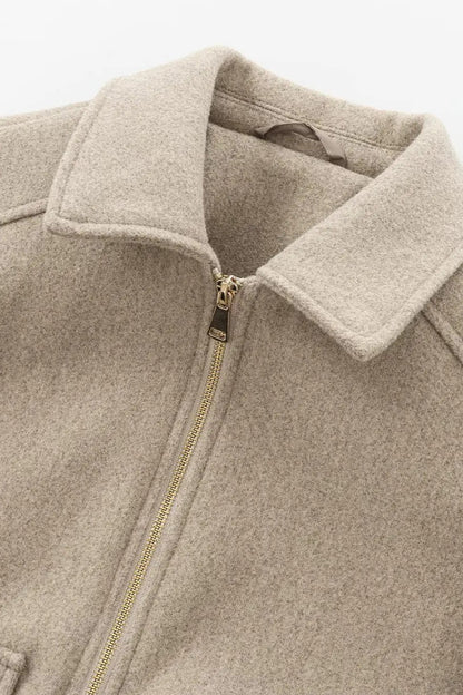 Zipper Pocket Lapel Short Jacket