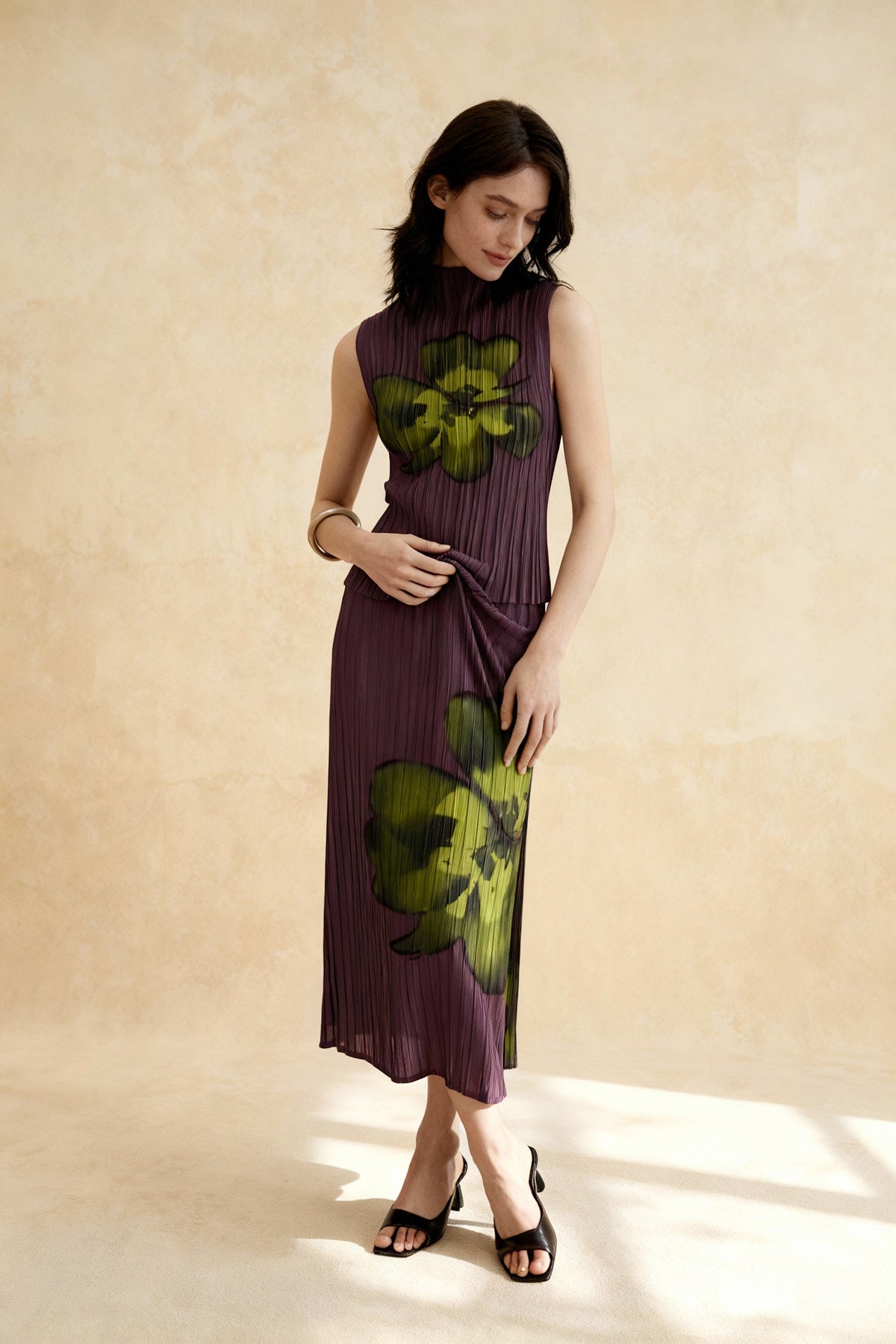 Floral Top & Midi Skirt Two Piece Set