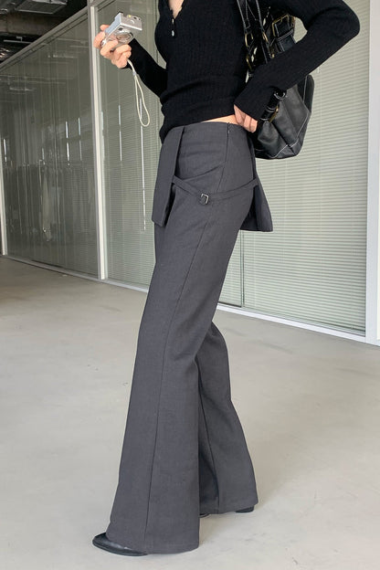 Faux Two Piece Skirt Overlay Flare Pants