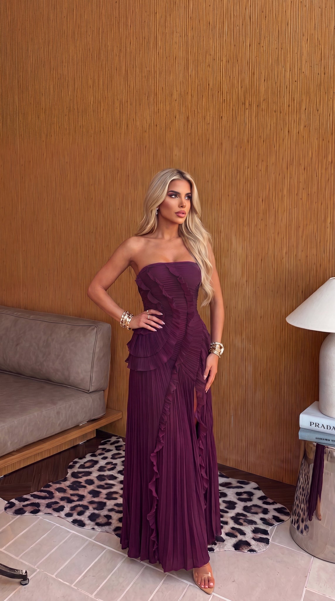 Riviera Strapless Ruffle Maxi Dress