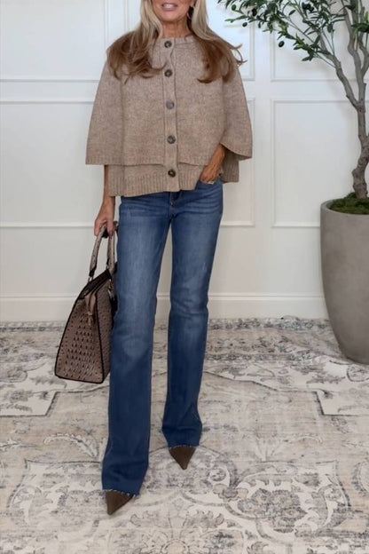 Chelsea Button Closure Cape Cardigan