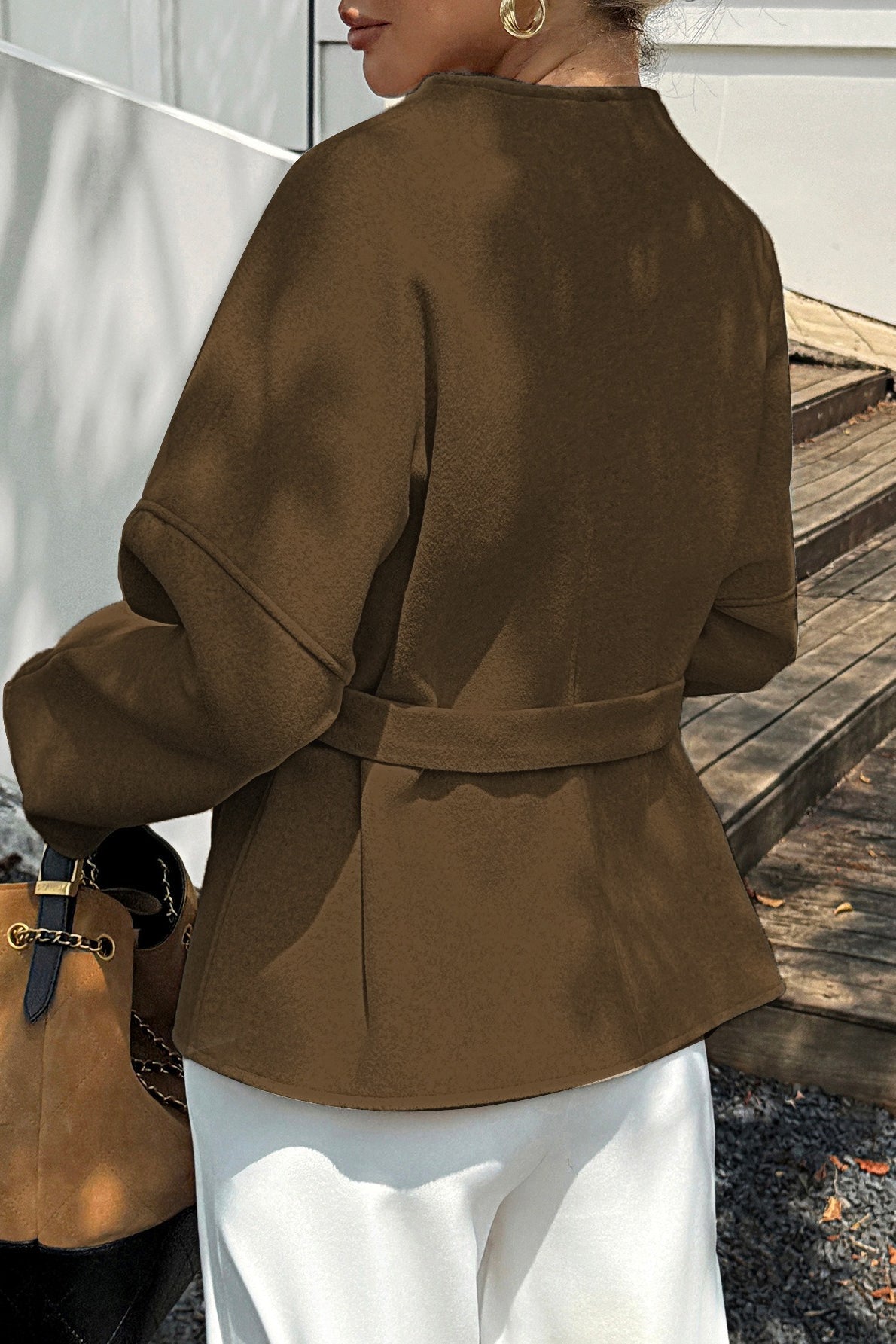 Vacation Tie Front Long Sleeve Coat