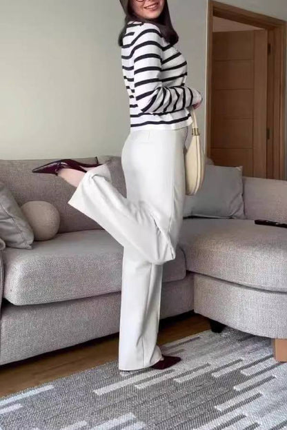Striped Knit Cardigan with Metal Buttons