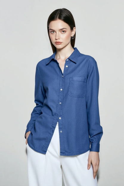 Linen Solid Minimalist Blouse