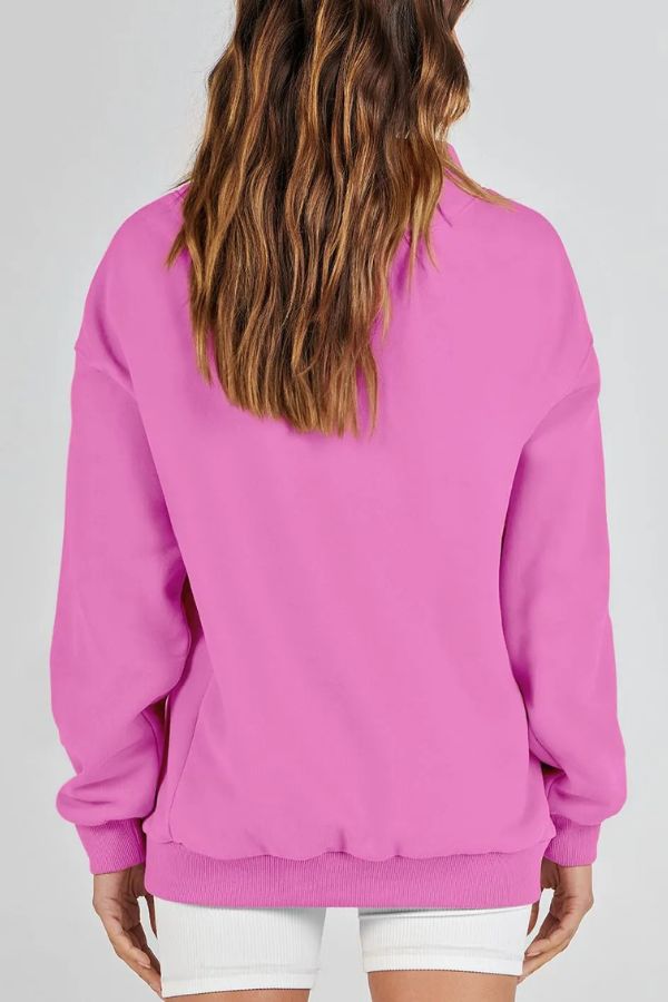 Women's Slit Mock Neck Oversized Sweatshirt