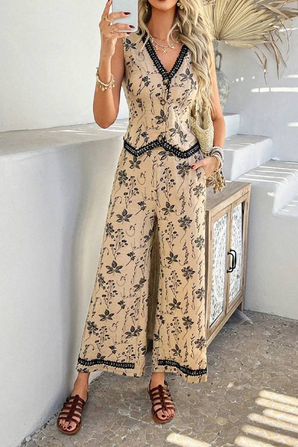 Lace cardigan vest long pants suit women's clothing