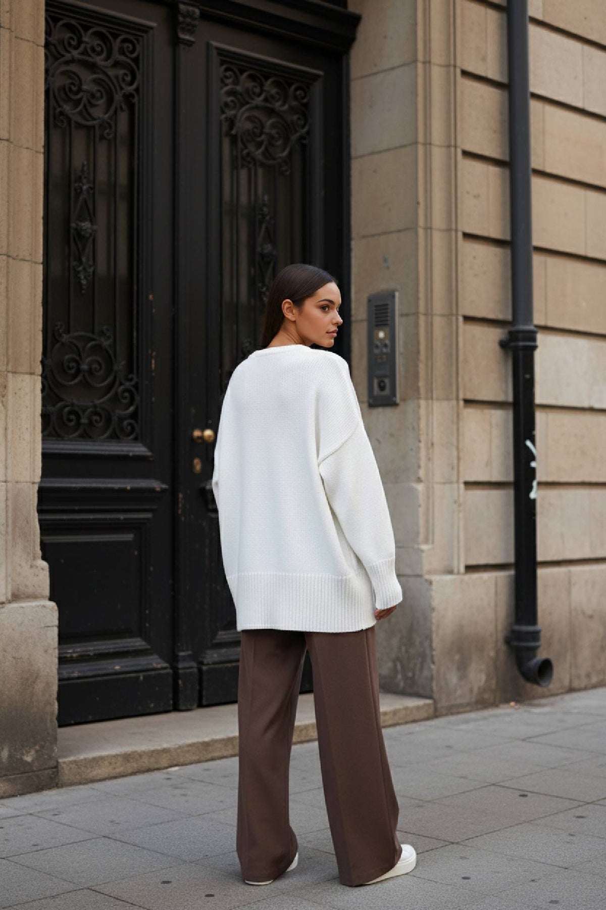 Solid Knit Crew Neck Sweater