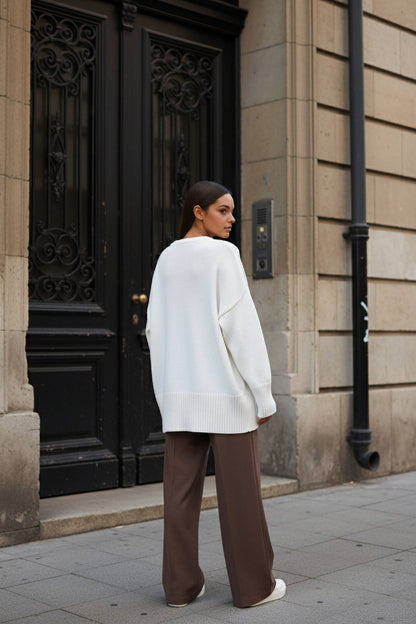 Solid Knit Crew Neck Sweater