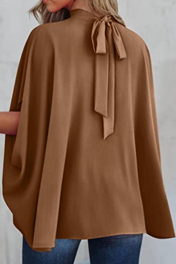 Dolman Sleeve Stand Collar Loose Casual Shirt