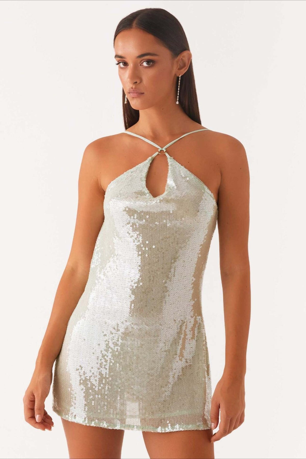 Halter Backless Sleeveless Sequin Dress