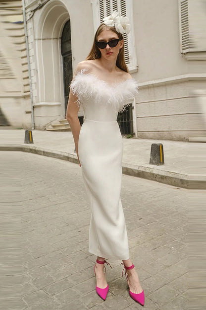 Ostrich Feather Bandage Prom Dress