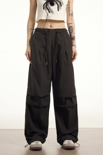 Relaxed Fit Drawstring Waist Cargo Pants