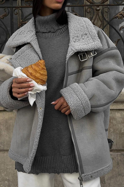 Sherpa Lined Motorcycle Style Coat