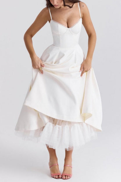 V Neck Backless Strapless Ball Gown Prom Dress