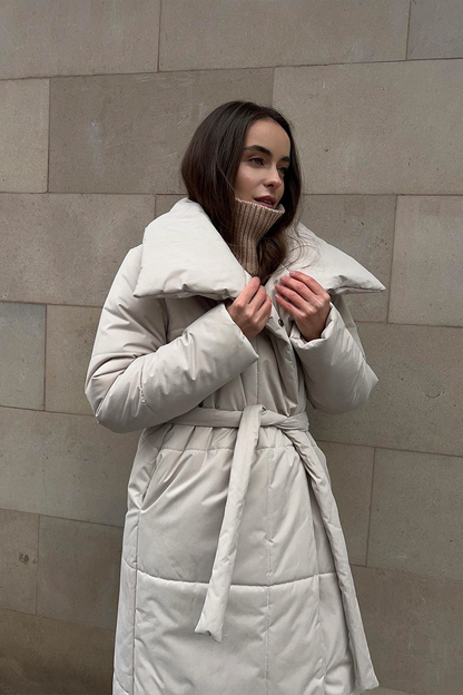 Cotton Padded Stand Collar Long Warm Loose Overcoat