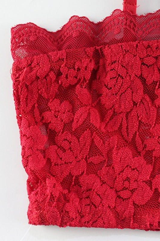 Sheer Lace Strapless Crop Top Bodycon Skirt Set