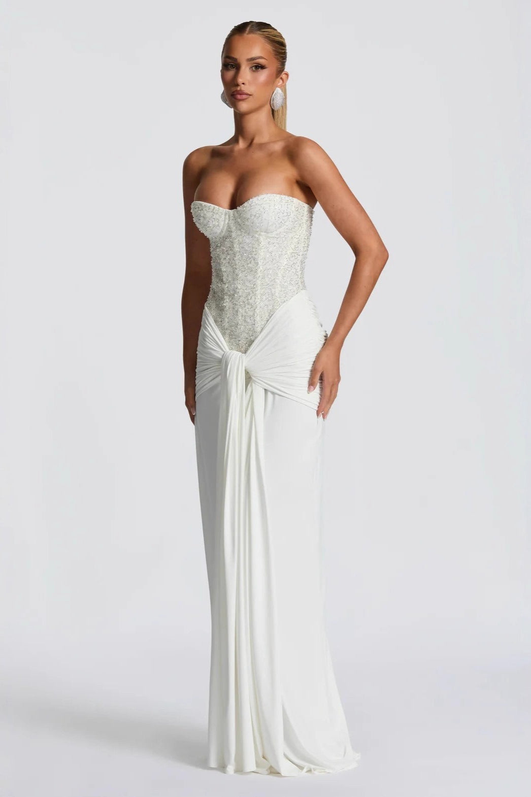 Strapless Ruched Zipper Slim Fit Formal Dress