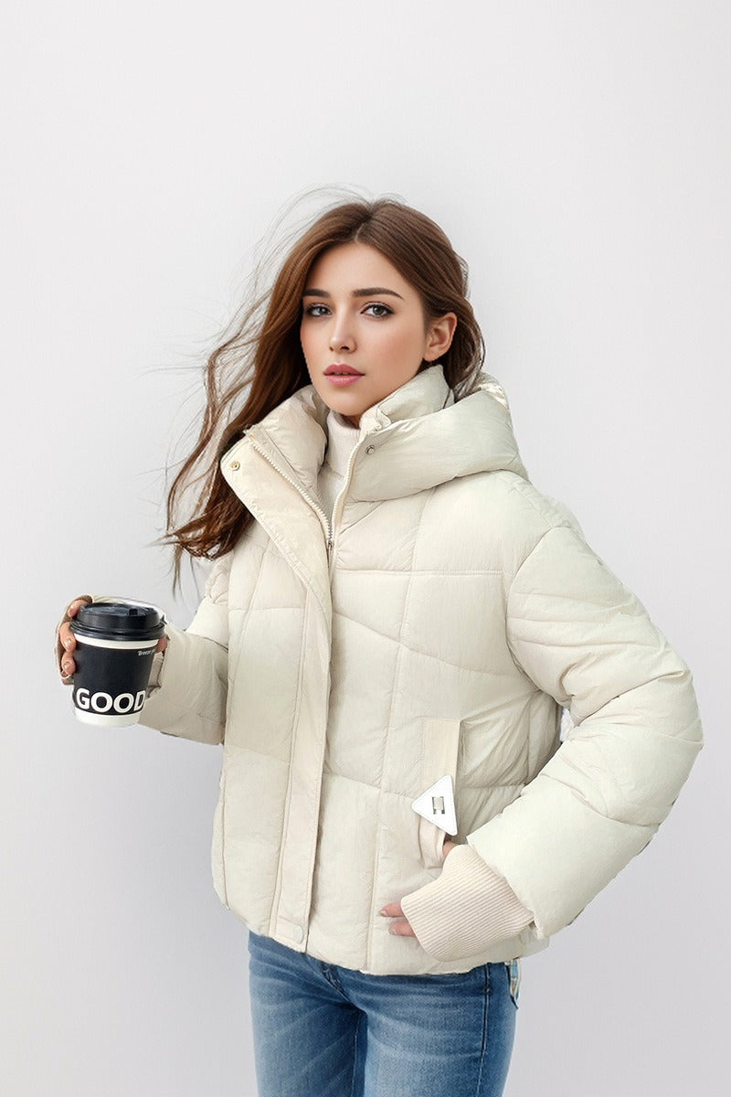 Quilted Down Blend Cropped Coat