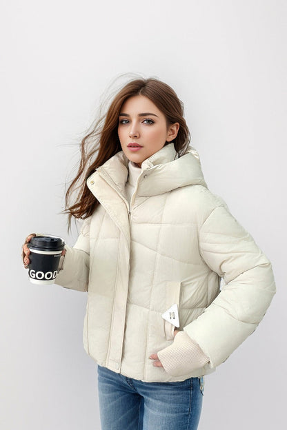 Quilted Down Blend Cropped Coat