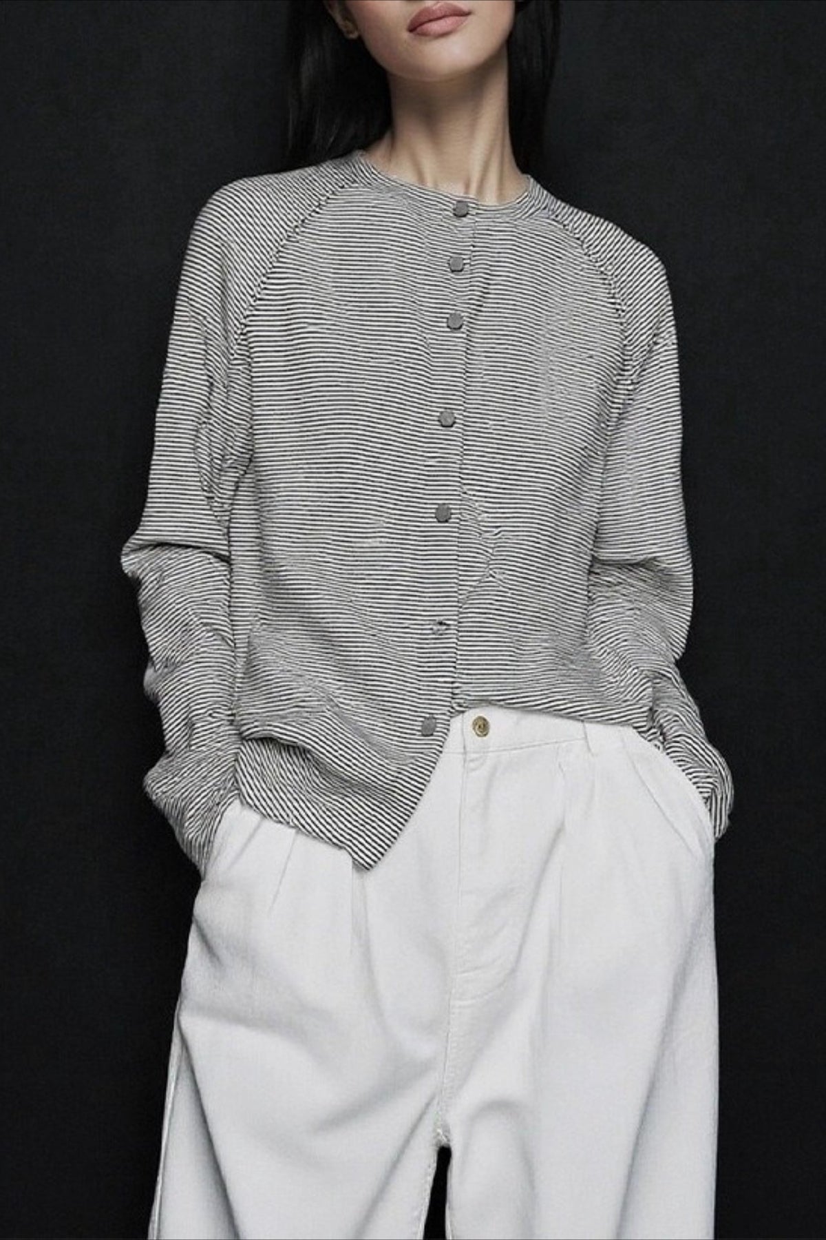 Relaxed Fit Striped Knit Top