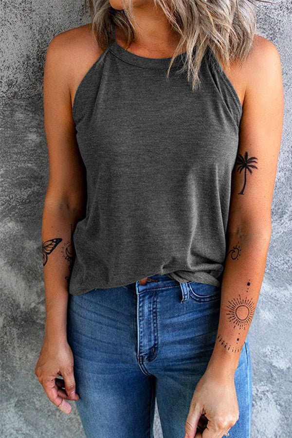 Solid Crewneck Summer Cami Top