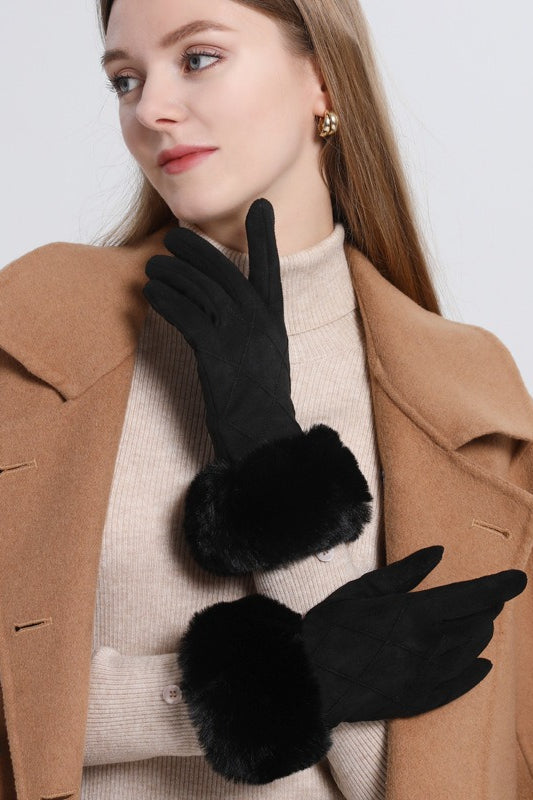 Fleece Lined Checkered Touchscreen Gloves