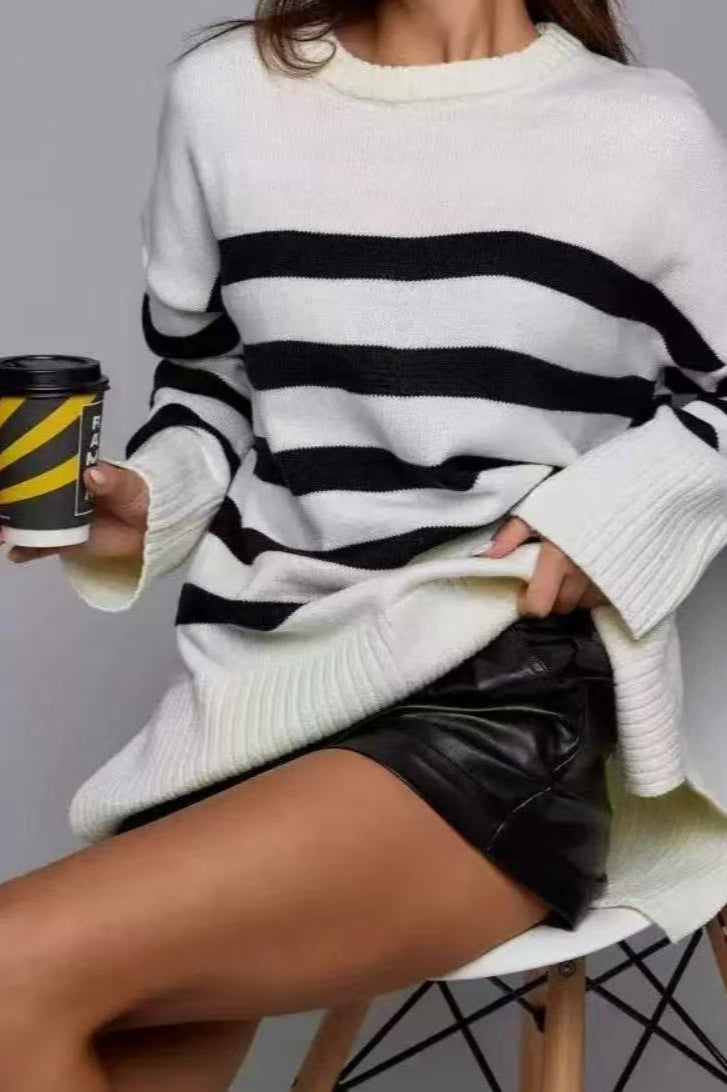 Loose Fit Striped Knit Sweater