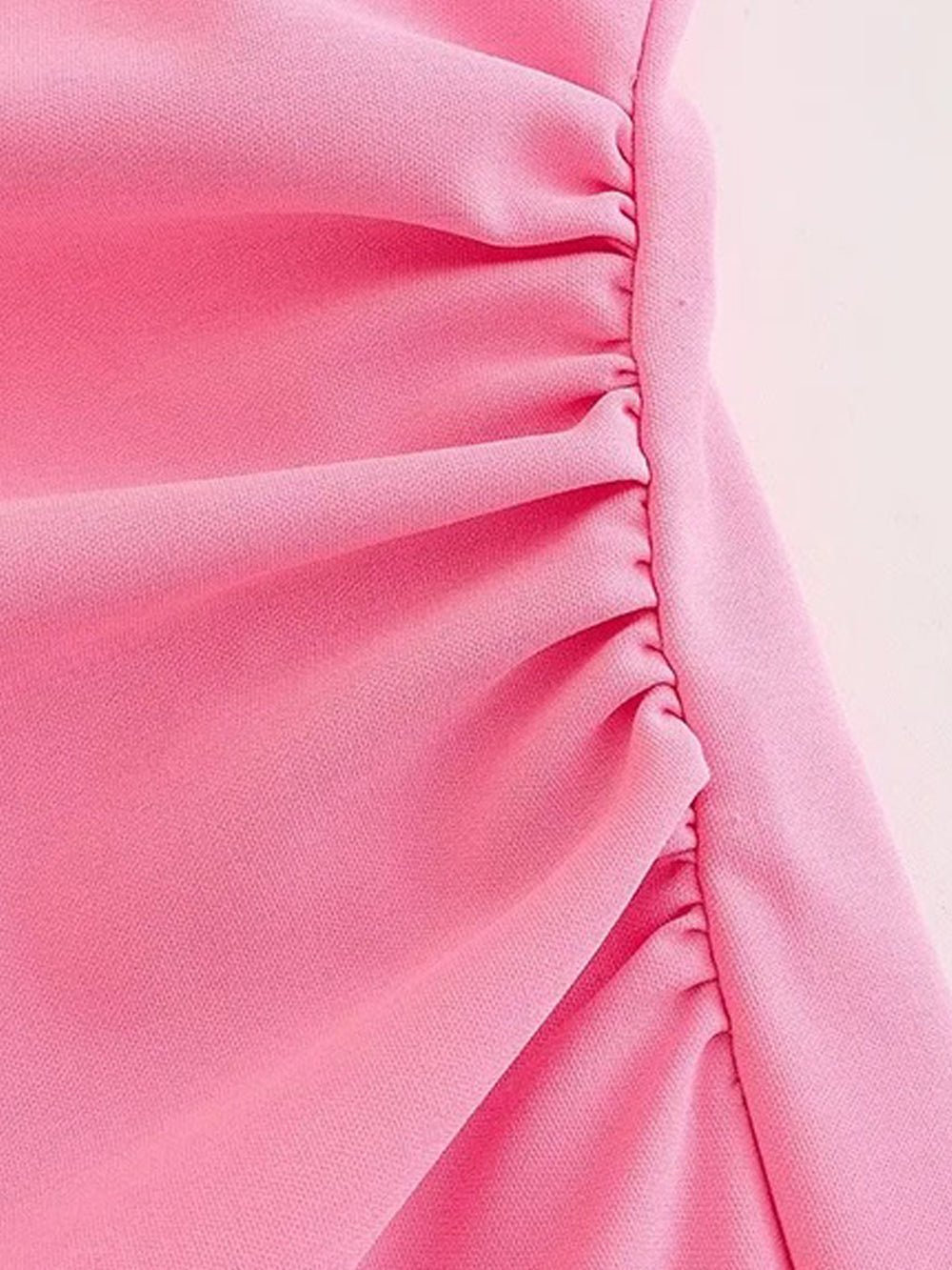 Pink Strapless Sweetheart Ruched Side Panel Bodycon Mini Dress