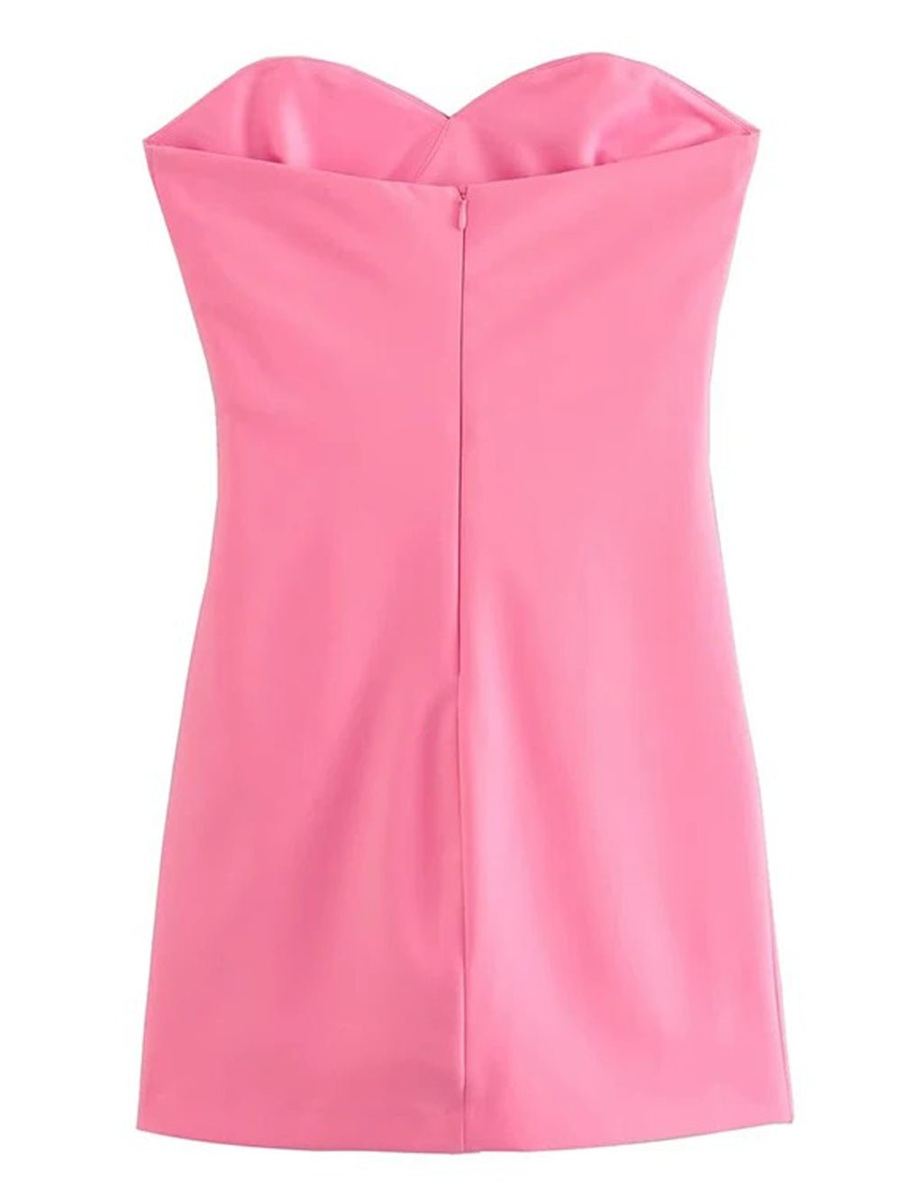 Pink Strapless Sweetheart Ruched Side Panel Bodycon Mini Dress