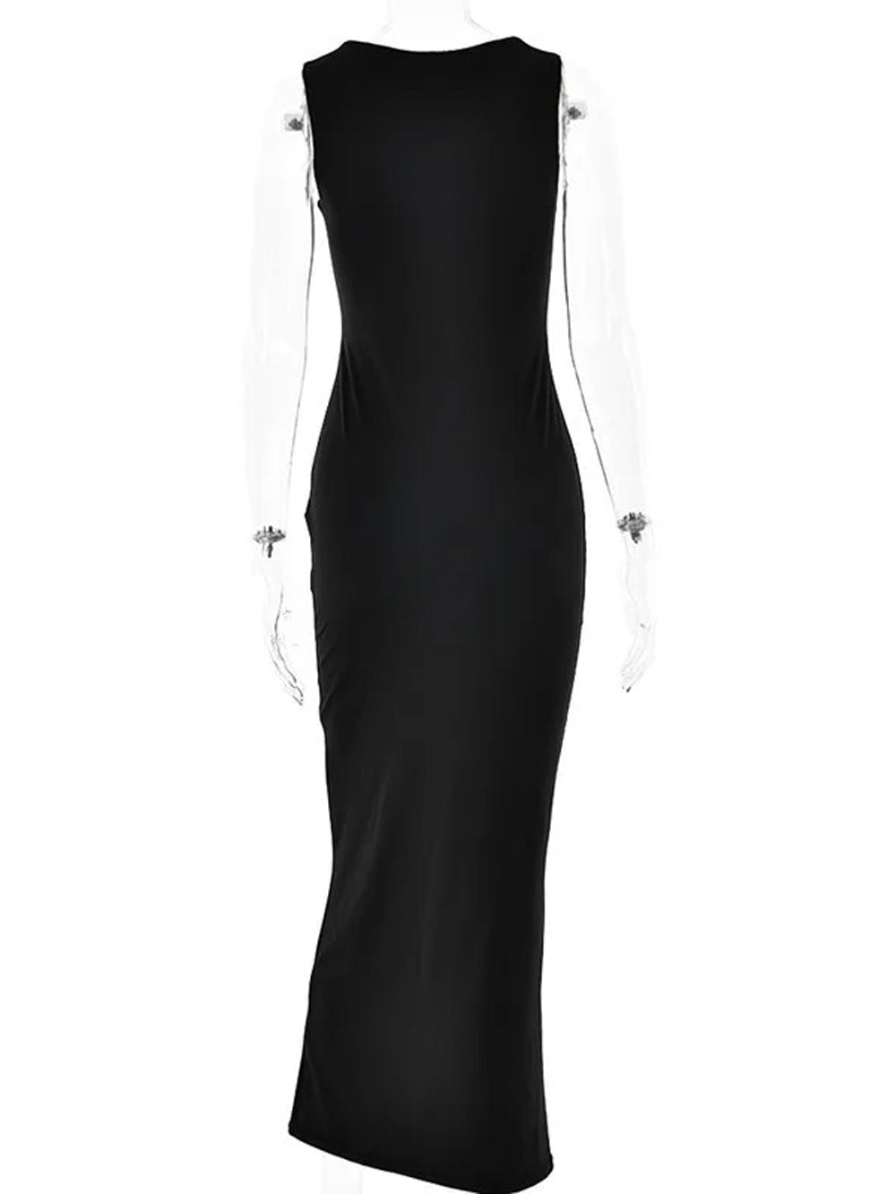 Square Neck Wide Strap Bodycon Column Maxi Dress