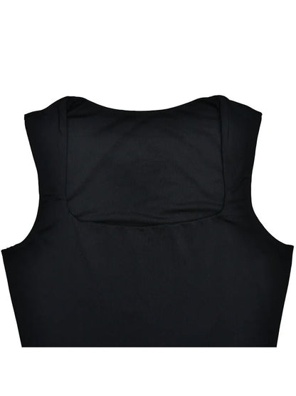Square Neck Wide Strap Bodycon Column Maxi Dress