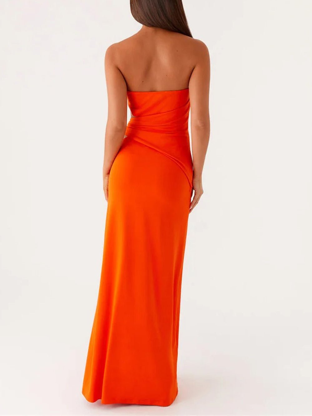 Strapless Side Cut Out Metal Hardware Bodycon Maxi Dress
