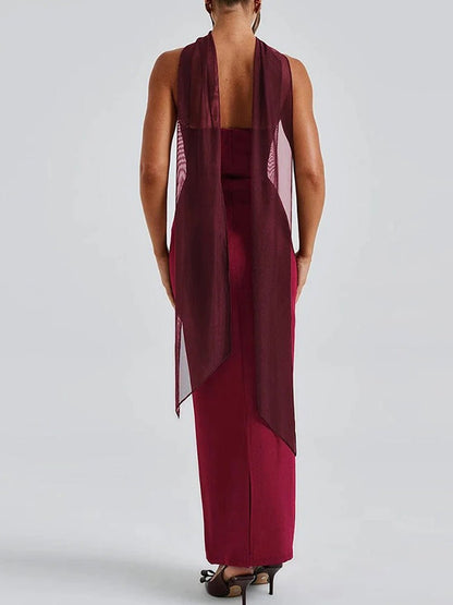 Strapless Horizontal Ruched Tier Bodice Column Maxi Gown