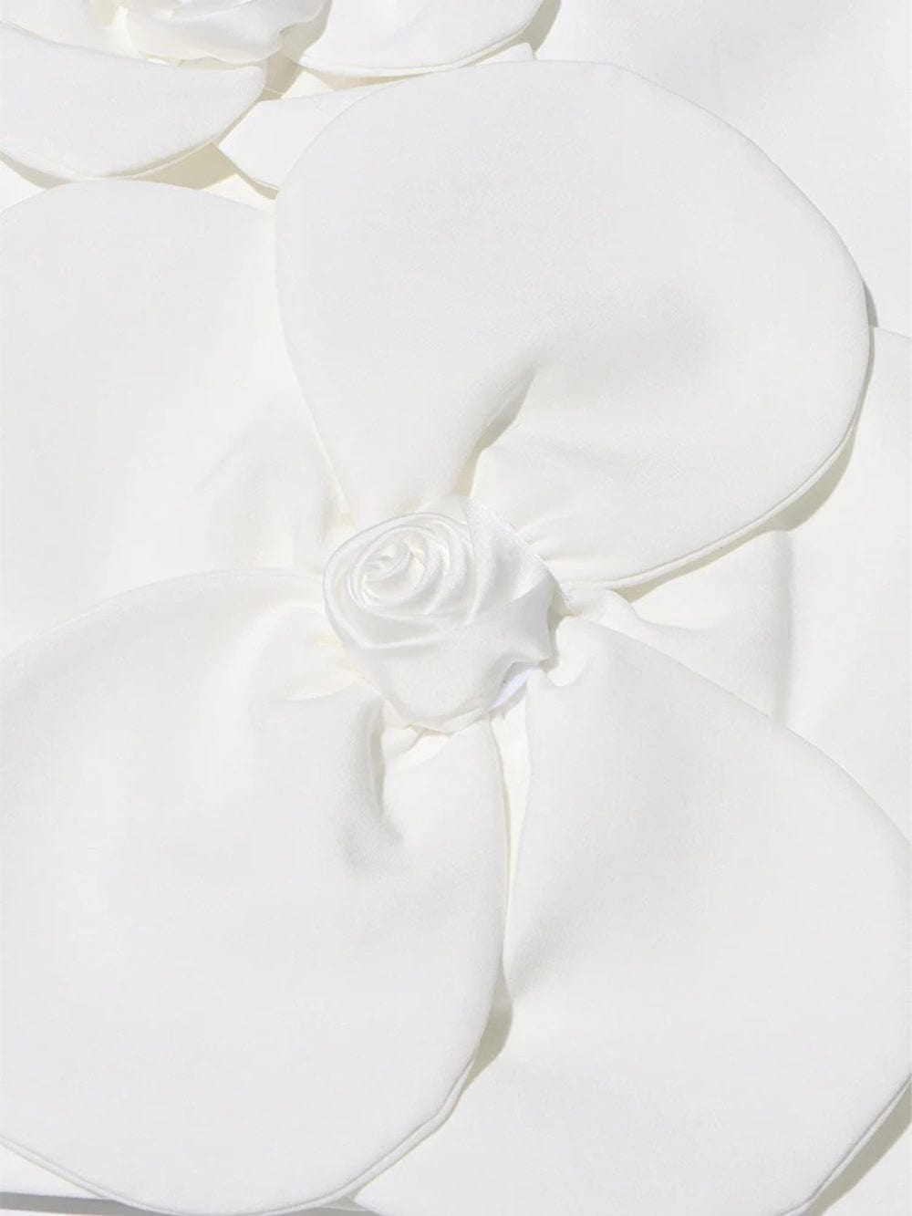 White Halter Neck Spaghetti Strap 3D Floral Applique Shift Mini Dress