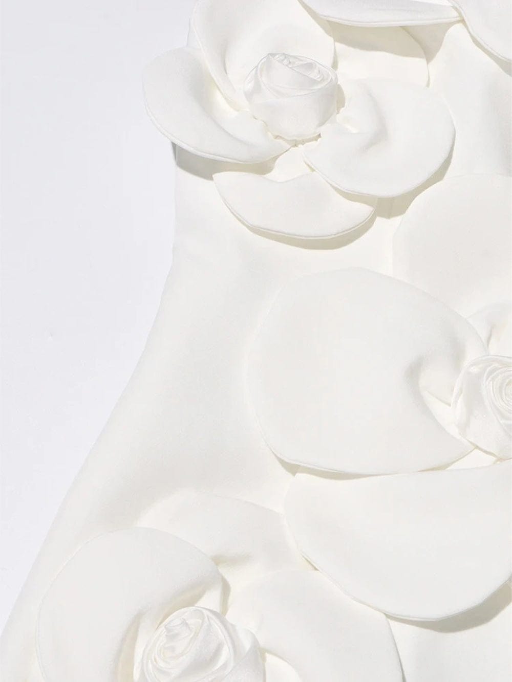 White Halter Neck Spaghetti Strap 3D Floral Applique Shift Mini Dress