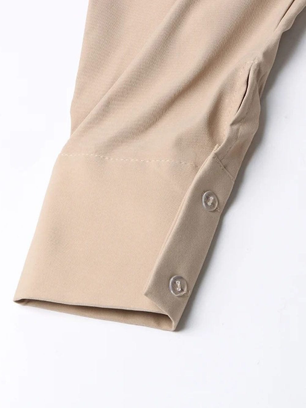 Puff Sleeve Pleated Waist Hidden Button Shirt Mini Dress