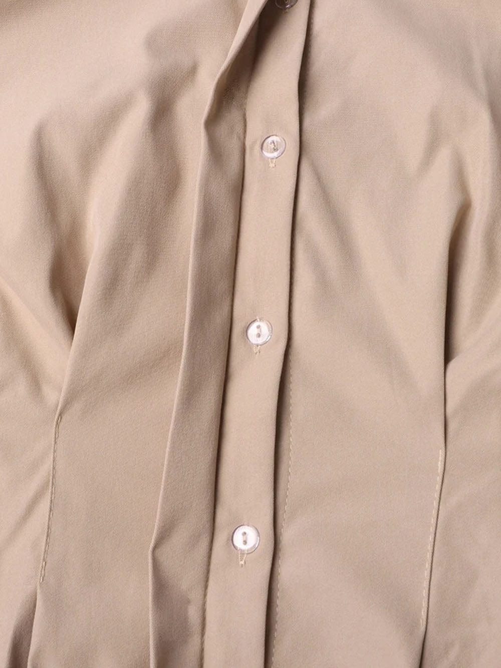 Puff Sleeve Pleated Waist Hidden Button Shirt Mini Dress