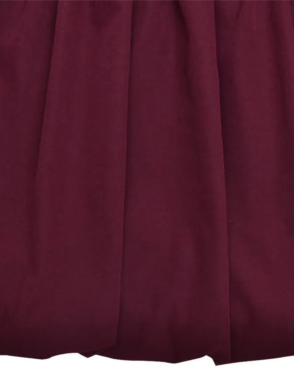 Burgundy Mock Neck Long Sleeve Bubble Hem Fit and Flare Mini Dress