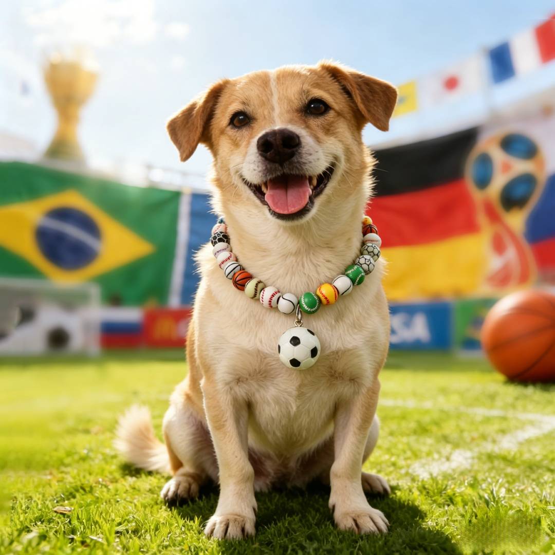 Multi-Sport Ball Beaded Pet Necklace for Cats & Small Dogs