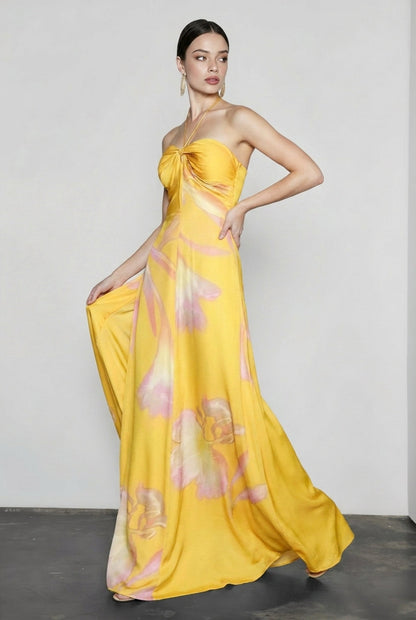 Print Backless Strapless Vacation Dress