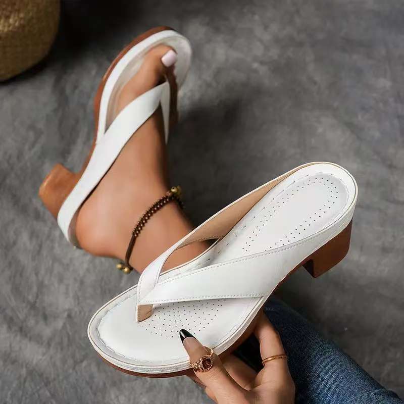 Thong Platform Block Heel Slide Sandals