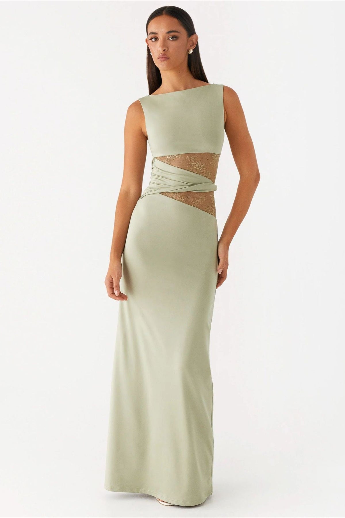 Cut Out Lace Panel Sleeveless Bodycon Dress