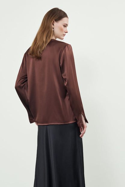 Silk Oversized Elegant Workwear Long Sleeve Blouse