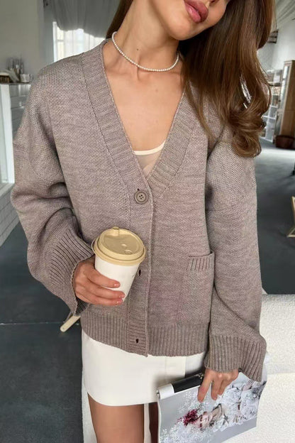 Loose Fit V Neck Cardigan Sweater