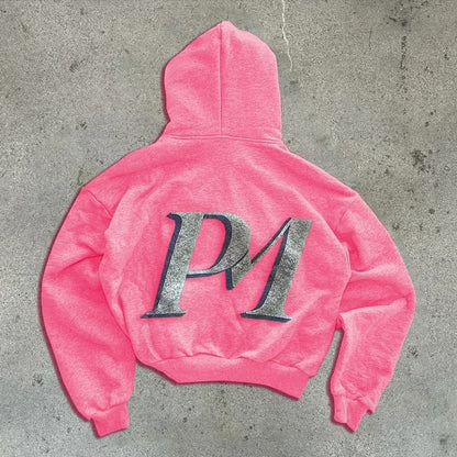 Printed Zip-Up Street Hoodie