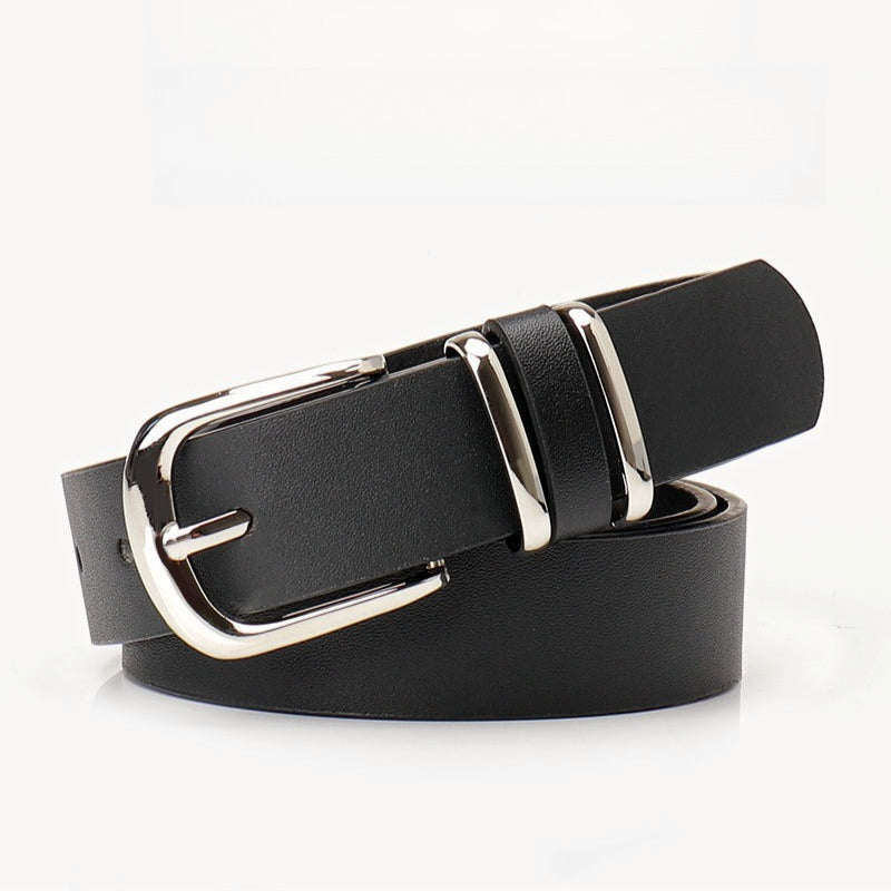 Minimal Textured Double Ring Buckle Waist Belt
