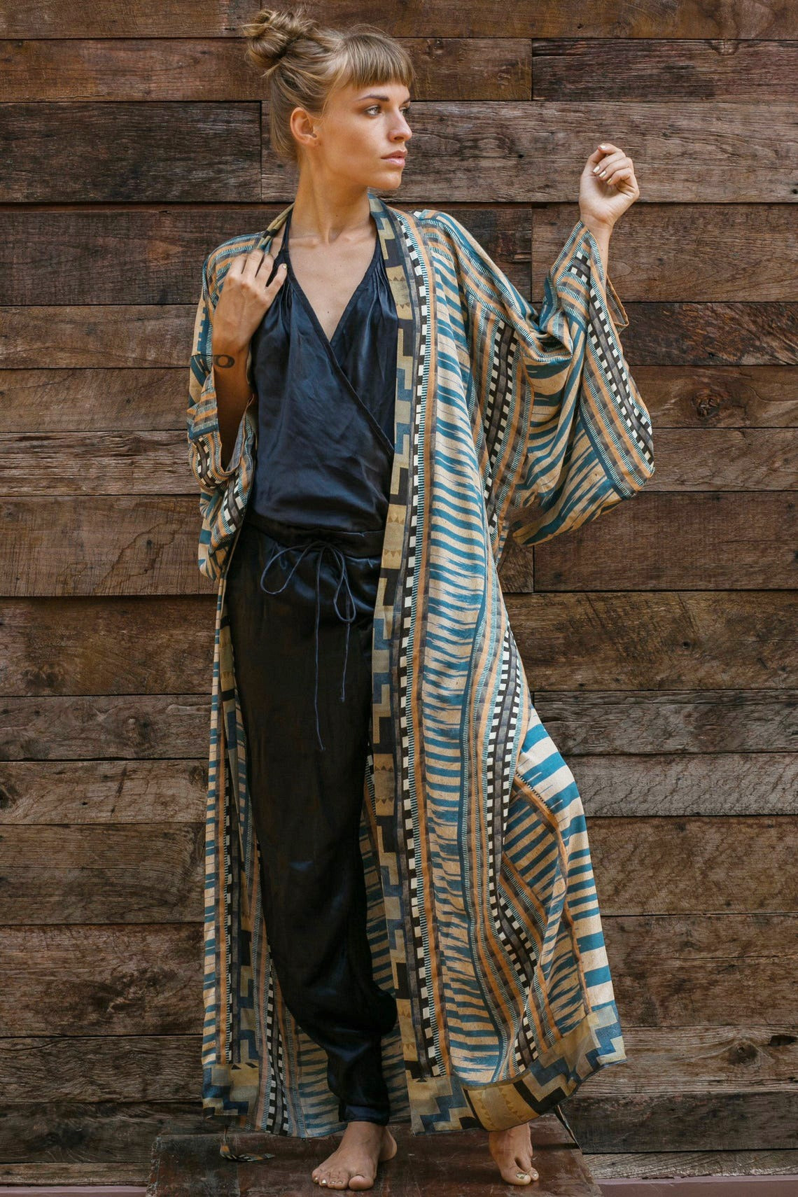 Geometric Print Loose Fit Beachwear Cover Up